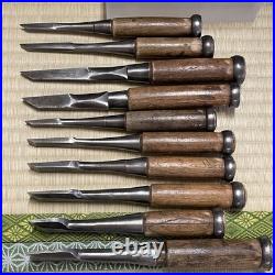 Oire Tataki NOMI Japanese Chisel #356 Lot of 10 Carpentry Sculpture Carved ool