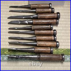 Oire Tataki NOMI Japanese Chisel #356 Lot of 10 Carpentry Sculpture Carved ool