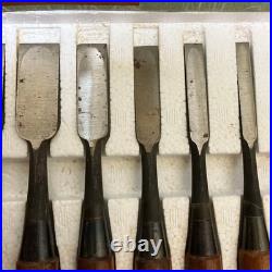 Okayama Takeshi Toshinari Oire Nomi Japanese Bench Chisels Set of 10 Used