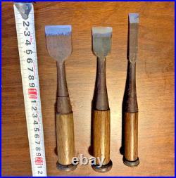 Osahiro Oire Nomi Japanese Bench Chisels 12mm 24mm 30mm Kadouchi Set of 3 Used