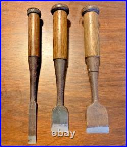 Osahiro Oire Nomi Japanese Bench Chisels 12mm 24mm 30mm Kadouchi Set of 3 Used