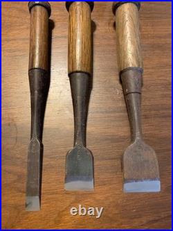 Osahiro Oire Nomi Japanese Bench Chisels 12mm 24mm 30mm Kadouchi Set of 3 Used