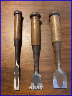 Osahiro Oire Nomi Japanese Bench Chisels 12mm 24mm 30mm Kadouchi Set of 3 Used