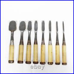 Osahiro Tanaka Ichiro Oire Nomi Japanese Bench Chisels Set of 8 Used