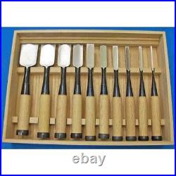 Ouchi Japanese Bench Chisels Oire Nomi Set of 10 White Steel +Box Miki New