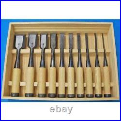 Ouchi Japanese Bench Chisels Oire Nomi Set of 10 White Steel +Box Miki New