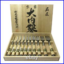Ouchi Oire Nomi Japanese Bench Chisels Set of 10 White Steel White Oak New