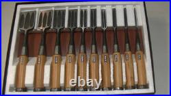 Rare Ishiryu Japanese Chisels Set of 10 Mitsu-Ura Boxwood Handle Oire Nomi JNAT Rare Ishiryu Japanese Chisels Set of 10 Mitsu-Ura Boxwood Handle Oire Nomi JNAT