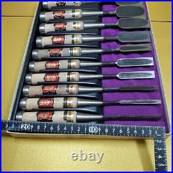 Ryonosuke Japanese Bench chisel Oire Nomi Set of 10 With Box Used