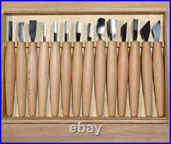 Seigen Japanese Chisels Curved Nomi White Steel Set of 14 With Box New