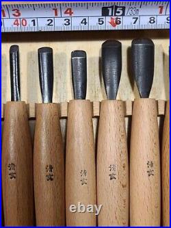 Seigen Japanese Chisels Curved Nomi White Steel Set of 14 With Box New