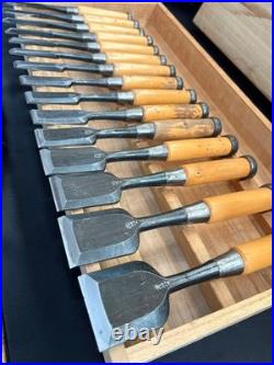 Sekiryu Oire Nomi Japanese Bench Chisels 1.5 48mm Set of 15 Black Finish