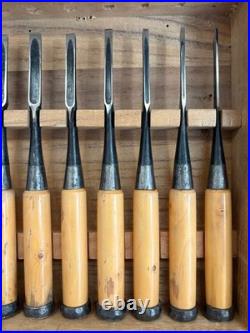 Sekiryu Oire Nomi Japanese Bench Chisels 1.5 48mm Set of 15 Black Finish