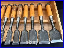Sekiryu Oire Nomi Japanese Bench Chisels 1.5 48mm Set of 15 Black Finish