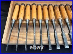 Sekiryu Oire Nomi Japanese Bench Chisels 1.5 48mm Set of 15 Black Finish