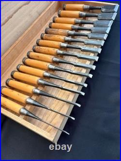 Sekiryu Oire Nomi Japanese Bench Chisels 1.5 48mm Set of 15 Black Finish