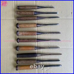 Set of 10 Japanese chisel Oire Thin Fine Nomi Carpenter tool used by craftsmen #