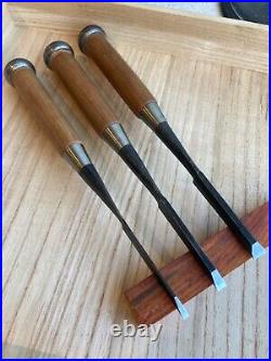 Set of 3 jindaiko oire nomi (Japanese bench chisels), 3, 6 and 9mm