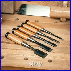 Set of 5 Japanese Carpentry Chisels FUJIKAWA Oire Nomi White Paper Steel