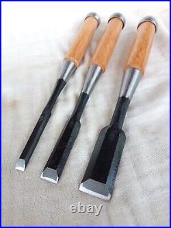 Set of Three Professional Japanese Bench Chisels/Oire Nomi 9mm, 15mm, 24mmYANAGAWA