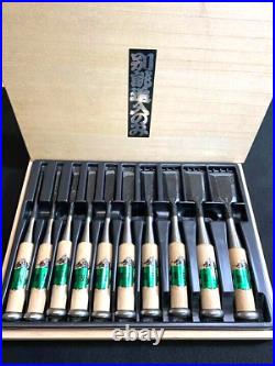 Shigetomo Oire Nomi 10Sets White Oak Handle Japanese Bench Chisels