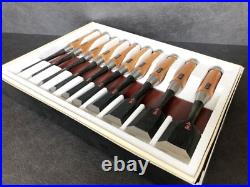 Shodo Japanese Pairing Bench Chisels Oire Nomi Set of 10 White Steel #1 Red Oak