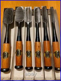 Tadatsuna Japanese Bench Chisels Oire Nomi Set of 6 Unused