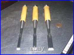 Takashiba Oire Nomi Japanese Bench Chisels 9mm 12mm 15mm Set of 3 Unused