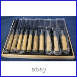 Takashiba Oire Nomi Japanese Bench Chisels Set of 10 Blue Steel White Oak Handle