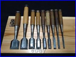 Takashiba Oire Nomi Japanese Bench Chisels Set of 9 Used Takashiba Oire Nomi Japanese Bench Chisels Set of 9 Used