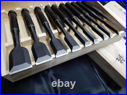 Takashiba Oire Nomi Japanese Bench chisels White Steel #2 Set of 10 Ebony With Box