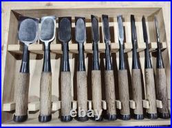 Tasai Akio Fusetsu Oire Nomi Japanese Bench Chisels Set of 10 Used Tasai Akio Fusetsu Oire Nomi Japanese Bench Chisels Set of 10 Used