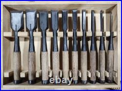 Tasai Akio Fusetsu Oire Nomi Japanese Bench Chisels Set of 10 Very Good