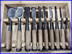 Tasai Akio Fusetsu Oire Nomi Japanese Bench Chisels Set of 10 Very Good