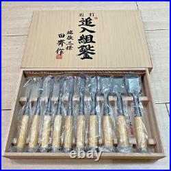 Tasai Akio Japanese Bench Chisels Oire Nomi Polished Finish Set of 10 With Box