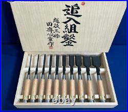 Tasai Akio Japanese Bench Chisels Oire Nomi Set of 10 Blue Steel Brand new