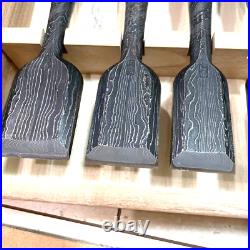 Tasai Damascus Straight Grain Mokume Japanese Bench Chisels Oire Nomi Set of 10