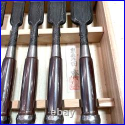 Tasai Damascus Straight Grain Mokume Japanese Bench Chisels Oire Nomi Set of 10