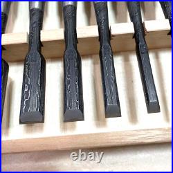 Tasai Damascus Straight Grain Mokume Japanese Bench Chisels Oire Nomi Set of 10