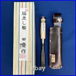 Tasai Japanese Bench Chisels Oire Nomi 2 hollows Hammered Mark 24mm With Case Box