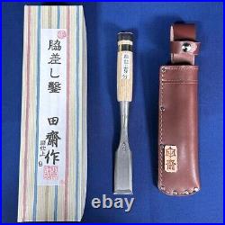 Tasai Japanese Bench Chisels Wakisashi Damekiri Nomi 27mm 2Hollows Ura With Case
