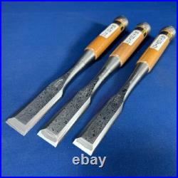 Tasai Japanese Bench Chisels Wakisashi Nomi Blue Steel Polished Finish Set of 3