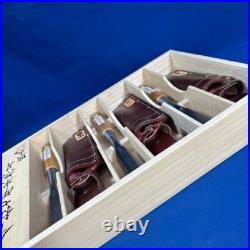 Tasai Japanese Bench Chisels Wakisashi Nomi Blue Steel Polished Finish Set of 3