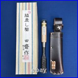 Tasai Japanese Bench Chisels Wakisashi Nomi Hammered Mark 2 hollows 27mm With Case