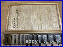 Tasai Japanese Damascus Bench Chisels Mokume Oire Nomi Set of 12 Nenrin + Box