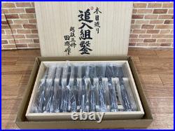 Tasai Japanese Damascus Bench Chisels Oire Nomi Set of 10 Multi Hollows Back