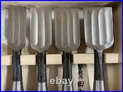Tasai Japanese Damascus Bench Chisels Oire Nomi Set of 10 Multi Hollows Back