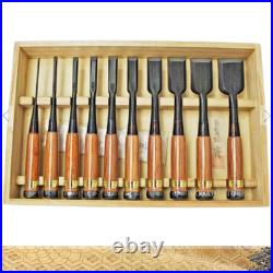 Tasai Japanese Woodworking Chisel Set 10pcs Black Finish Oire Nomi Red Oak Boxed