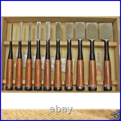 Tasai Japanese Woodworking Chisel Set 10pcs Black Finish Oire Nomi Red Oak Boxed