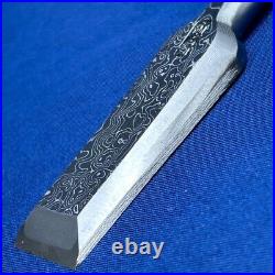 Tasai Michio Damascus Polished Finish Japanese Bench Chisel Nomi 24mm Zelkova